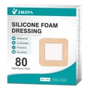 80Pcs Silicone Foam Dressing 4x4 Gentle Border, Waterproof Silicone Bandages for Wounds Care, Bed Sore Patches, Super Absorbent Wound Dressing, Self Adhesive Pressure Sore Pads
