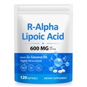R-Alpha Lipoic Acid Softgels 600mg per Serving 120 Softgels, Antioxidant & Cellular Energy Support, Enhanced Bioavailability Formula with Coconut Oil