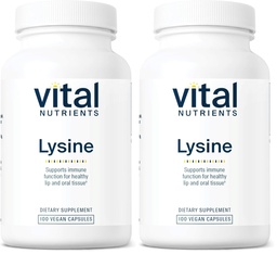 Vital Nutrients Lysine | Lysine Supplement Supports Healthy Lip and Oral Tissue | Immune Support Supplement Promotes Calcium Absorption | Gluten, Dairy, Soy Free | Non-GMO | 100 Capsules (Pack of 2)