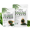 Earth Circle Organics - Organic Chlorella Powder (4 oz) and Spirulina Powder (8 oz) Superfood Bundle - Pure Vegan Protein, Kosher, High in Fiber & Amino Acids