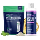 Fish Oil and Probiotics for Dogs and Cats Bundle - Digestive & Immune Support Powder with Prebiotic - Omega-3 Wild Alaskan Salmon Oil - Healthy Skin and Joints