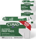 CURAD Alcohol Prep Pads, 400 Count, Medium 70% Isopropyl Alcohol Wipes, Individually Wrapped, First Aid Alcohol Swabs for Cuts & Scrapes, Medical Alcohol Pads