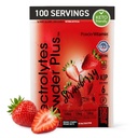 PowderVitamin Electrolytes Powder Plus - 100 Servings - Strawberry Flavor | Sugar-Free Hydration Powder, 1000mg Potassium, 120mg Magnesium, 120 mg Calcium, Himalayan Salt, Vitamin C & Zinc, USA Made
