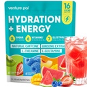 Venture Pal Hydration + Energy Electrolytes Powder, Sugar Free Drink Mix with 7 Electrolytes, Natural Caffeine, B Vitamins, L-Theanine & Ginseng for Focus, Energy and Recovery, 16 Packets