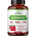 Zazzee D-Mannose, 1000 mg per Serving, 120 Vegan Capsules, 2 Month Supply | Potent & Fast-Acting, Certified Kosher, 100% Pure, All-Natural Urinary Tract Health Support, 100% Vegetarian, Non-GMO