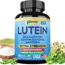 Lutein & Zeaxanthin Eye Vitamins for Adults, Vision Support, 60 Capsules | Vision Health Support with Ashwagandha, Saffron, Green Tea Extract & Glucomannan, Plant-Based Formula