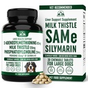 Liver Support Supplement for Large Dogs with Silymarin (Same & Silybin) S-Adenosyl-L-methionine (SAM-e) & Silybum (Milk Thistle) Dog Liver Supplement - 3rd Party Tested, Non GMO - 30 Chewable Tablets
