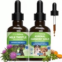 Pet Wellbeing Adrenal Harmony Gold & Organic Milk Thistle for Dogs - NASC Certified & Vet-Formulated Cortisol Balance & Liver Support Bundle, 9-Herb Adaptogen Formula, Natural Bacon Flavor, 2 (2oz)