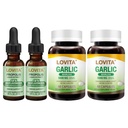LOVITA Dual Wellness Bundle - 2 Propolis Liquid & 2 Odorless Garlic Bottles, High Potency Allicin & Alcohol-Free Propolis (4 Pc Set)