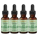 LOVITA 4 Bottles Value Pack, Bee Propolis Liquid Extract 500mg, 5:1 Resin Drops with 18% Bioflavonoids, Alcohol-Free Antioxidant, Immune Support & Throat Soothing
