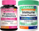 NewRhythm Probiotics Bundle: Women's Probiotics, 50 Billion, Support Digestive Health, 60 Capsules and Probiotics for Immune Support, Akkermansia Probiotic Supplement for Women & Men, 30 Billion 30 C