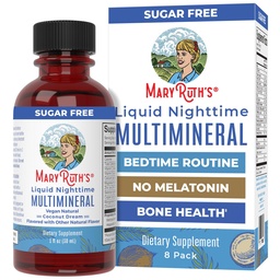 MaryRuth's Liquid Nighttime Multimineral Travel Pack, 8 Pack | NO Melatonin, Magnesium Citrate, Calcium, Zinc, Vitamin D3