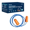 NRR 33dB Foam Ear Plugs with Cord,100 Pairs/Box，for Sleeping | Ultra-soft PU foam, fit ear canals, individually wrapped,earplugs for Construction , traveling, studying. shooting ranges