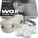 PQ Wax Ear Plugs for Sleep - 6 Silicone Wax Earplugs for Sleeping and Swimming - Gel Ear Plugs for Noise Cancelling, Ear Protection - Sleeping Earplugs with Sound Blocking 32 Db (6-Pillows). White