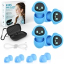 2 Pairs Kids Ear Plugs for 5-12 Yr, 27 dB Noise Reduction Extra Small Earplugs, Ear Plugs for Kids for Noise Sensitivity, Socializing, Sleep, Focus, 4 Sizes Ear Tips in XS-L (2X Blue+Cord)