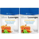 Silver Lozenges with Organic Manuka Honey and Vitamin C - All-Natural Nano Silver 45-50mcg of 60 PPM Colloidal Silver Mineral Drops to Support Immune System, Soothe, Cool Cough & Throat, 48-Lozenges