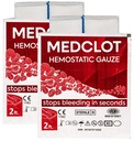 Hemostatic Gauze Bleed Stop Kaolin Blood Clotting Bandage 2-Pack 2ft