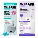 WIZARD WELLNESS Daily Nasal Spray + Sinus Rinse Bundle | Drug-Free Allergy & Sinus Relief | Nasalbiome Postbiotic Formula | Clears Mucus, Allergens & Congestion | Travel-Ready | 2-Month Supply