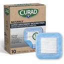 CURAD Naturals Charcoal Super Absorbent SAP Wound Pads, 3" x 3", 30 Count | With Activated Charcoal Odor Control, Super Absorbent Polymer, Non Adhesive Pad And Water Repellent Edges