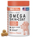 Omega 3 Fish Oil for Dogs, Salmon Flavor - 180 Soft Chews for Skin and Coat | For Shedding & Hot Spots - Skin and Coat Supplement - Salmon Oil, EPA, & DHA - Allergy Chews - Made in USA