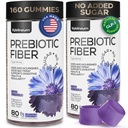 High Prebiotic Fiber Gummies for Women and Men 7G, 160 Pcs (2 Pack) - Natural GLP-1 Support - Beet FOS Fiber, Magnesium, Inulin, Probiotic - Gummy Supplement for Digestive Health - Sugar Free