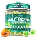 Digestive Enzymes Gummies for Women & Men, Multi-Enzymes with 90Billion CFU Probiotics and Prebiotics & Postbiotic, Fruit Fiber Blend, Super Enzymes for Digestive & Gut Health,Immune,60Cts