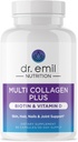 DR. EMIL NUTRITION Multi Collagen Peptides Plus Βιοτίνη και βιταμίνη D - Βιοτίνη και Collagen Συμπληρώματα για το δέρμα των μαλλιών και τα νύχια - Βιοτίνη χάπια για την ανάπτυξη των μαλλιών