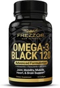FREZZOR Omega 3 Black - Green Lipped Mussel Oil Capsules, Made in New Zealand, UAF1000+, No Fishy Aftertage, 120 Count (Pack of 1)