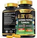 Συμπλήρωμα καψακίων Aloe Vera - 8in1 Formula - Συνδυάστε με Turmeric, Cayenne Pepper, Marshmallow, Fennel, Gotu Kola, Ginger, και Black Pepper - 90 κάψουλες για 3 μήνες προσφοράς