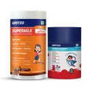 Gritzo Immunity Kit for 7-9 Years Girls | 9g Protein with 20 Vitamins & Minerals | Daily Nutrition with SuperMilk & Multivitamin Gummies
