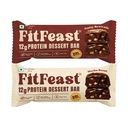 FitFeast Dessert Protein Bar, Pack of 8 | 4 x Mocha Boost & 4 x Nutty Brownie | 12g Protein each | Zero Added Sugar & No Artificial Preservatives | 45g Bar | As Seen on Shark Tank