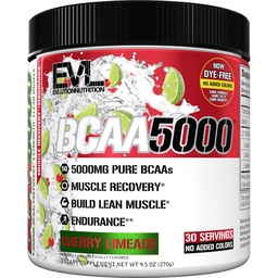 Evlution EVL BCAAs Αμινοξέα σε σκόνη - BCAA Powder Post Workout Recovery Drink and Stim Free Pre Proyout Energy - 5g Διακλαδισμένη Αλυσίδα Amino Acids συμπλήρωμα για άνδρες - Cherry Limeade