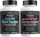 Primal Όντας Grassfed Testes βοείου κρέατος, 120 κάψουλες + Grassfed Beef Γυναικείο συμπλήρωμα ζωτικότητας, 90 κάψουλες