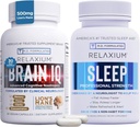 Relaxium Sleep Aid 60 Καψάκιο + BrainIQ Nootropic Brain Συμπληρώματα 60 Καψάκιο (Οικογένεια πακέτο ύπνου & Brain Bundle)