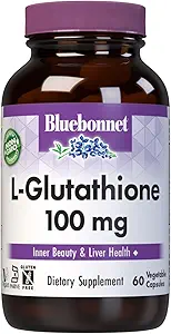 Bluebonnet L-Glutathione 100 mg Βιταμίνη Κάψουλες, 60 Count, White