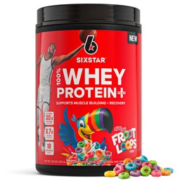 Έξι Star Whey Protein Powder Plus - Muscle Building & Recovery Formula με Whey Isolate Powder, BCAAs, 30g Protein, Immune Support - Μετά την προπόνηση συμπλήρωμα - Froot Loops του Kellogg Flavor, 1,8 lbs