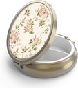 Pill Case Pill Box with Mirror Retro 3 Compartment Small Pill Case for Purse or Pocket Bronze Small Roud Pill Box or Vitamins, Fish Oil, Supplements, Pill Containe Travel Gifts（Vintage Floral）