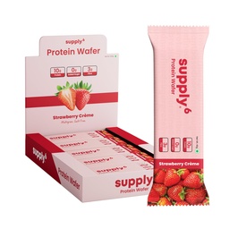 SUPPLY6 Protein Wafer Bars | Pack of 10 | Multigrain Crunchy Wafer | Vegetarian | 10g Protein | 3g Fiber | No Added Sugar | 400 G (Strawberry)