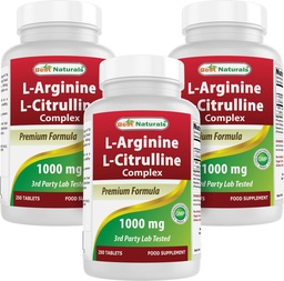 Best Naturals L- Arginine L- Citrulline Complex 1000 mg 250 δισκία (250 Count (Pack of 3))