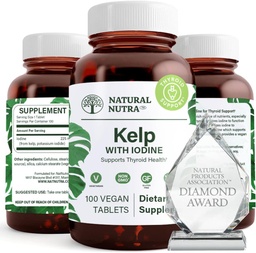Natural Nutra Kelp Iodine Thyroid Υποστήριξη συμπλήρωμα, Ενισχύει το ανοσοποιητικό σύστημα, και Ρυθμίζει Μεταβολισμό, Vegan Sea Kelp, Μη ΓΤΟ, Atlantic Soured Seaweed Extract, 225 mcg, 100 δισκία