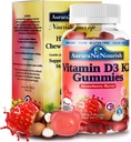 D3 K2 Βιταμίνη 10000 IU, Χωρίς ζάχαρη Βιταμίνη D3 K2 Gummies w. Pro & Pre, Μασώμενη Βιταμίνη D3 και K2 (MK-7) Συμπληρώματα για Οστά, Δόντια, Ανοσοποιητική, Καρδιά & Digest Υγεία, Απορρόφηση Ασβέστιου丨 Με βάση το Plant