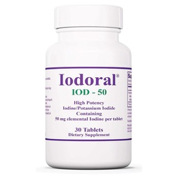 Optimox Iodoral 50 mg Συμπλήρωμα - Δισκία ιωδιούχου καλίου, Θυρεοειδή Υποστήριξη, Ημερήσιες Βιταμίνες και Ορυκτά, Λύση ιωδίου Λούγκολ - 30 Count.