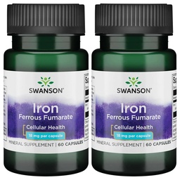 Swanson Iron (Ferrous Fumarate) - Συμπλήρωμα Ορυκτών Προωθώντας την Ενεργειακή Υποστήριξη - Υψηλής Συγκέντρωσης Formula Βοηθάει στην Παράδοση Οξυγόνου & Λιπαρά Οξέα Μεταβολισμός 60 Sgels (2 Pack)
