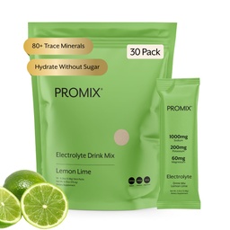 ProMix Διατροφή Ηλεκτρολύτες Powder Packets - Ζάχαρη Δωρεάν, Zero Calorie, Stevia Δωρεάν, Νηστεία Φιλικό, Φυσικό Ιμαλαΐων Pink Αλάτι - Λεμόνι Lime - 30 Σερβίρισμα (πακέτο των 30)