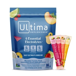 Ultima Repleniser Daily Electrolyte Powder Drink Mix – Χωρίς ζάχαρη – Ποικιλία Mocktini, 16 Stickpacks – Συσκευασίες ενυδάτωσης με 6 Ηλεκτρόλυτα και Ανιχνευτές – Κετοφιλικά, Μη ΓΤΟ
