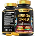 Mushroom Complex Supplement - 13in1 Formula - Mane Mushroom του Μπλέντ Λέοντα, Cordyceps Sinensis, Reishi, Turkey Tail, Maitake, Chaga, Shiitake, Enoki, & More - 120 Κάψουλες για 4 Μήνες Προμήθεια