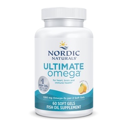 Nordic Naturals Ultimate Omega, Lemon Flavor - 60 μαλακά γέλη - 1280 mg Omega-3 - Συμπλήρωμα ιχθυελαίου υψηλής ισχύος με EPA & DHA - Προάγει την υγεία του εγκεφάλου και της καρδιάς - Μη ΓΤΟ - 30 Υπηρεσίες