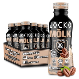Jocko Fuel Mölk 30g Grass Fed Protein Shakes - Όχι Προστιθέμενη ζάχαρη Πρωτεΐνη Ποτά KETO Friendly - Ready to Drink 12 FL Oz (Pack of 12) Γλυκό Κρέμα Καφέ