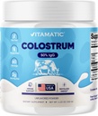 Vitamatic Bovine Colostrum Powder - 50% Highest IgG -120 Gram - Supplement for Gut Health, Hair Growth, Beauty, Muscle Recovery, & Immune Support - Easy to Mix - Unflavored - 60 Servings
