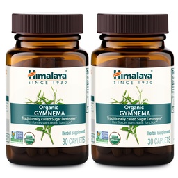 Himalaya Organic Gymnema Sylvestre – Υποστήριξη Μεταβολισμού Φυτικών Γλυκόζης - USDA Organic, Non-GMO, Vegan, Χωρίς Γλουτένη, Χωρίς Πρόσθετα, 700 mg, 30 Caplets (Pack of 2)